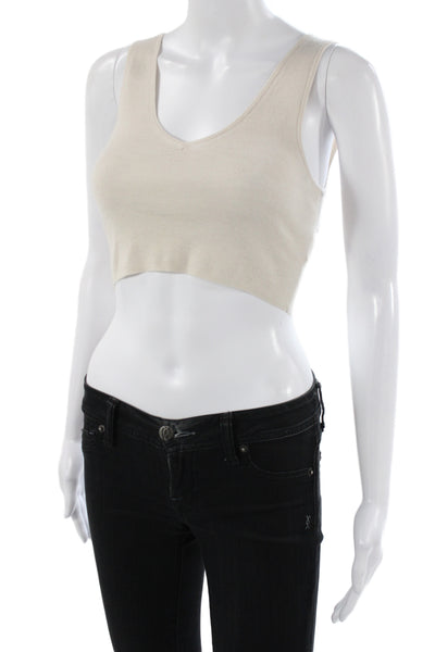 Naked Cashmere Womens V-Neck Sleeveless Pullover Beige Size S