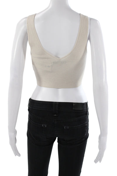 Naked Cashmere Womens V-Neck Sleeveless Pullover Beige Size S