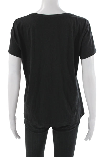 Alice + Olivia Womens Jersey Tee Black Cotton Short Sleeve Round Neck Size L