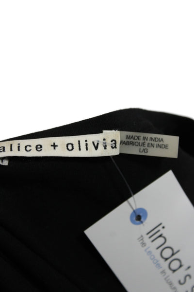 Alice + Olivia Womens Jersey Tee Black Cotton Short Sleeve Round Neck Size L