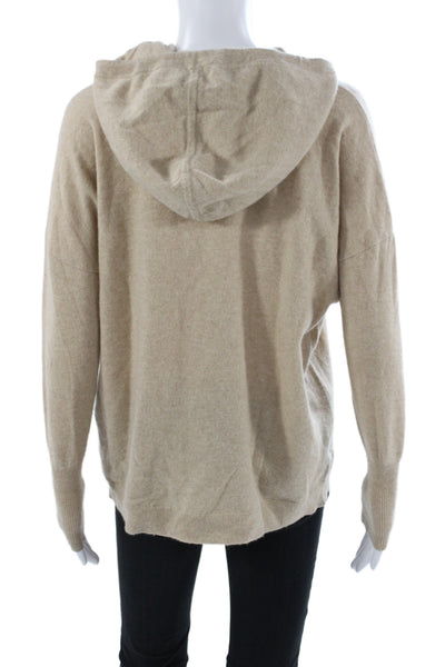 J Crew Women Henley Sweater Collared Long Sleeve 100% Cashmere Beige Size S
