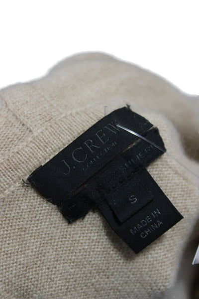 J Crew Women Henley Sweater Collared Long Sleeve 100% Cashmere Beige Size S