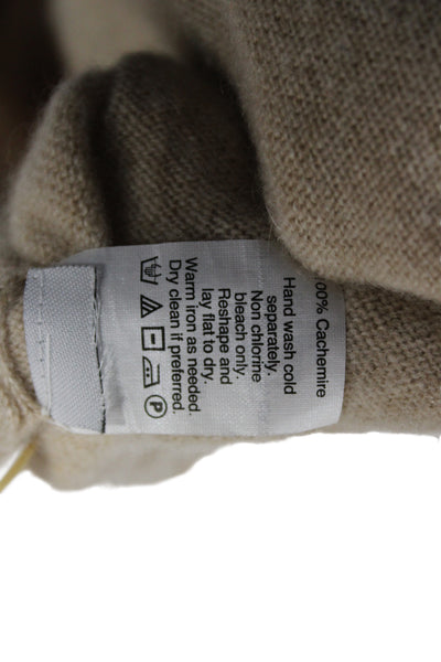 J Crew Women Henley Sweater Collared Long Sleeve 100% Cashmere Beige Size S