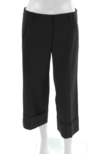 Trina Turk Womens Cropped Pants Black Button 63% Polyester Size 2