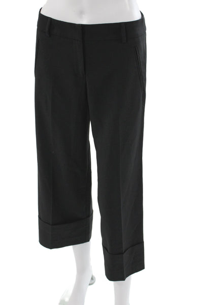 Trina Turk Womens Cropped Pants Black Button 63% Polyester Size 2