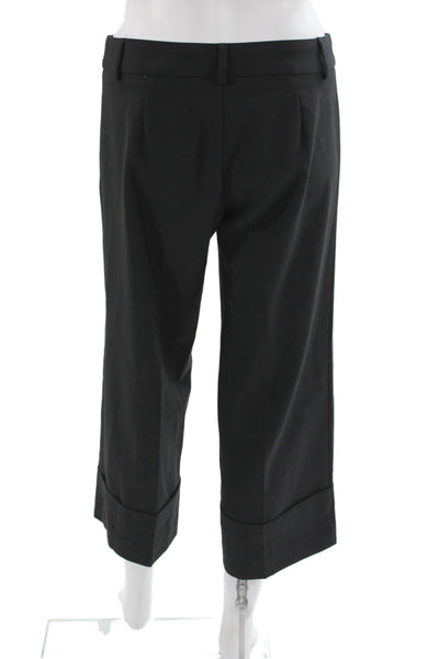 Trina Turk Womens Cropped Pants Black Button 63% Polyester Size 2