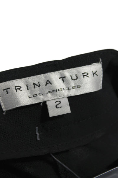 Trina Turk Womens Cropped Pants Black Button 63% Polyester Size 2