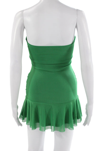More To Come Women Strapless Green Mini Dress Size XS