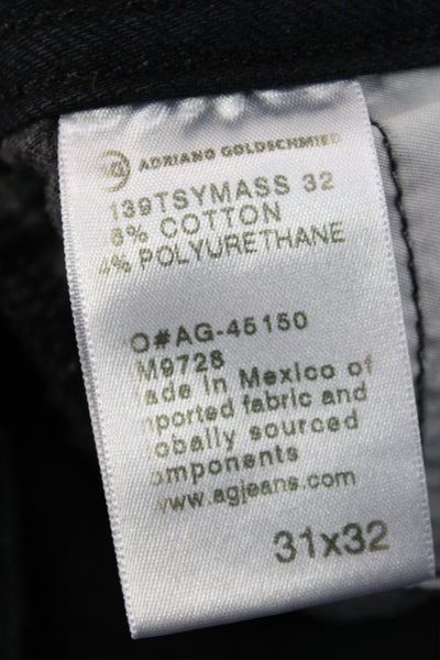 AG Mens Straight Jeans Black Cotton Button Fly Size 31