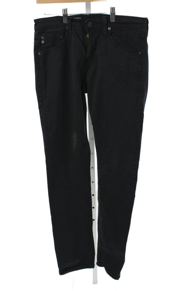 AG Mens Straight Black Jeans Cotton Button Size 31