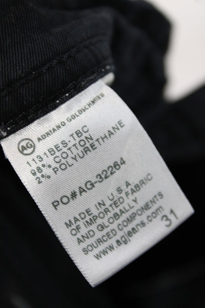 AG Mens Straight Black Jeans Cotton Button Size 31