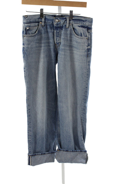 EB Denim Womens Boyfriend Jeans Blue Mid Rise Cotton Blend Size 26