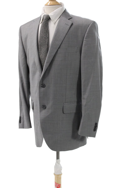 Peter Millar Mens Classic Gray Wool 2 Piece Suit Jacket Button Size 42