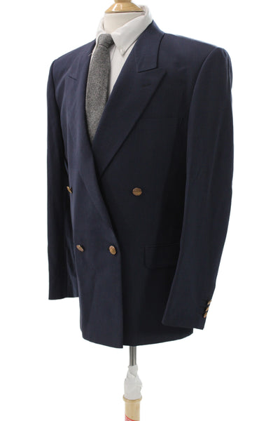 Givenchy Men Blue Classic Blazer Polyester Button Closure Size 42