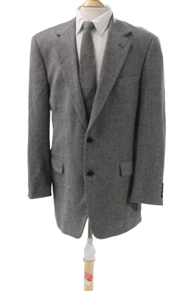 Brooks Brothers Mens Herringbone Lambswool Blazer Gray Button Size 42