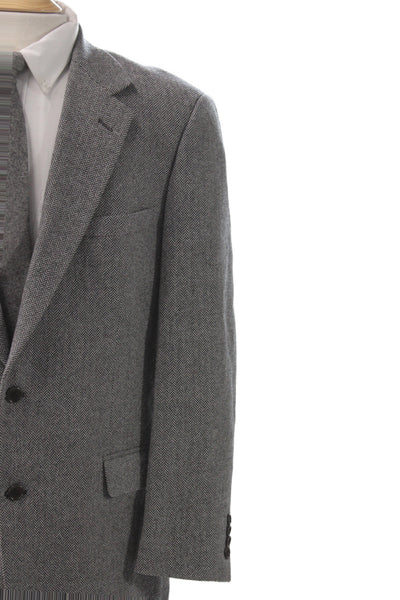 Brooks Brothers Mens Herringbone Lambswool Blazer Gray Button Size 42