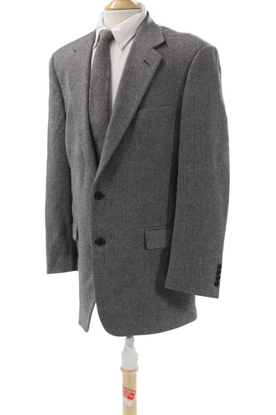 Brooks Brothers Mens Herringbone Lambswool Blazer Gray Button Size 42