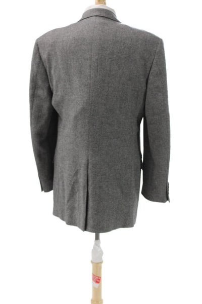 Brooks Brothers Mens Herringbone Lambswool Blazer Gray Button Size 42