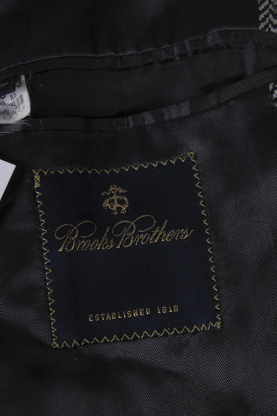Brooks Brothers Mens Herringbone Lambswool Blazer Gray Button Size 42