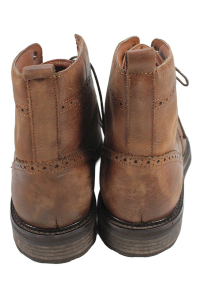 Saks Fifth Avenue Mens Leather Arrezzo Ankle Boots Brown Size 10.5 Medium