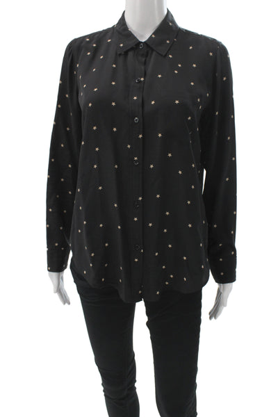 Rails Womens Black Rayon Collared Geometric Stars Button-Up Long Sleeve Size S