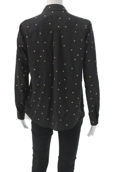 Rails Womens Black Rayon Collared Geometric Stars Button-Up Long Sleeve Size S