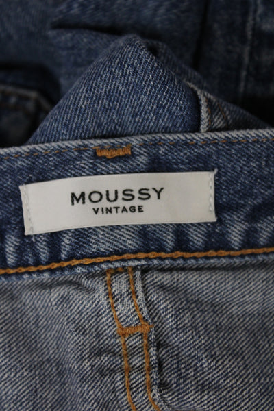 Moussy Womens Straight High Rise Blue Cotton Blend Jeans Size 26