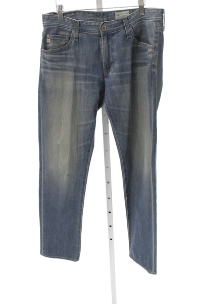 AG Adriano Goldschmied Mens Straight Jeans Blue Button Cotton Size 32
