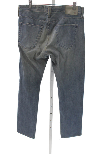 AG Adriano Goldschmied Mens Straight Jeans Blue Button Cotton Size 32