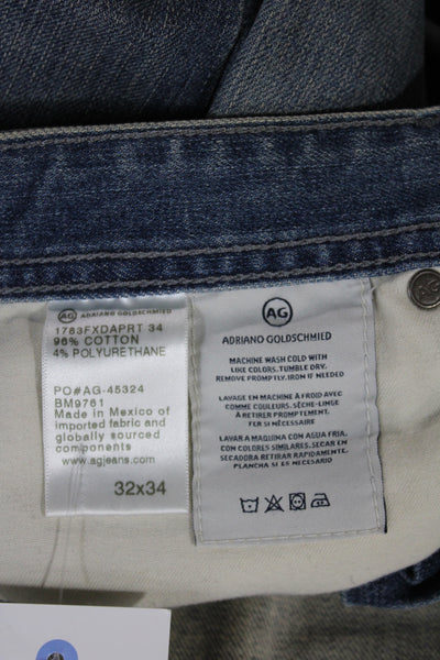 AG Adriano Goldschmied Mens Straight Jeans Blue Button Cotton Size 32