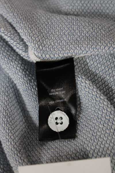 Rag & Bone Mens Blue Striped Cotton Polo Button Up Short Sleeve Collared Size L