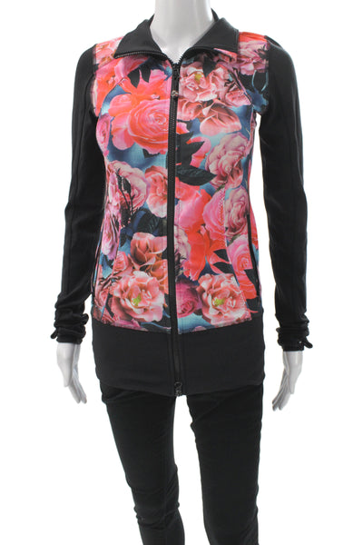 Lululemon Womens Polyester Spandex Zipper Floral   Jacket  Blue Size 4
