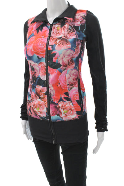 Lululemon Womens Polyester Spandex Zipper Floral   Jacket  Blue Size 4