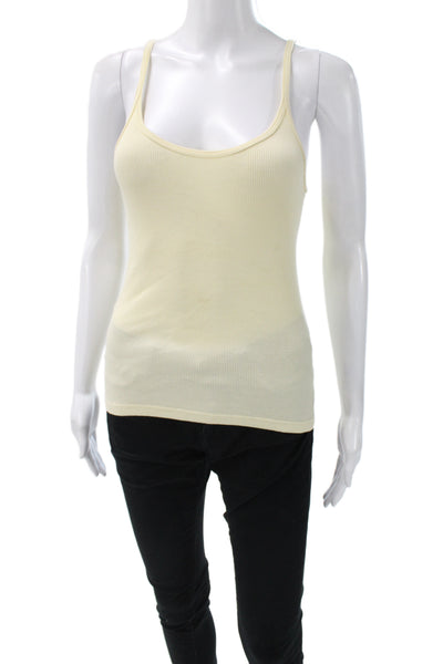 Brandy Melville Womens Ivory Basic Cotton Blend Scoop Neck Tank Size S