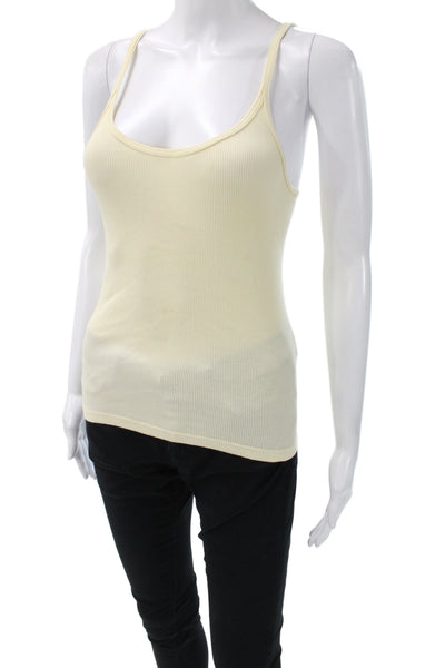 Brandy Melville Womens Ivory Basic Cotton Blend Scoop Neck Tank Size S
