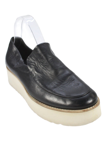 Vince Vince Women's Leather Platform Zeta  Wedge  Loafer Black  Size 9
