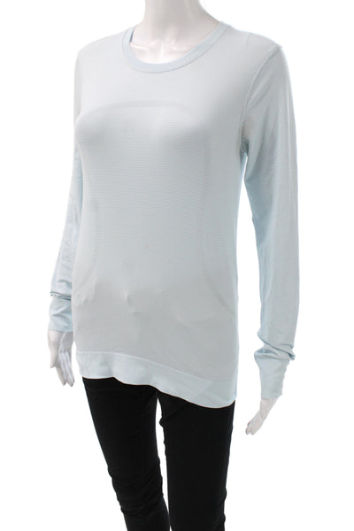Lululemon Women's Polyester  Crew Neck Striped Shirt    Blue size S