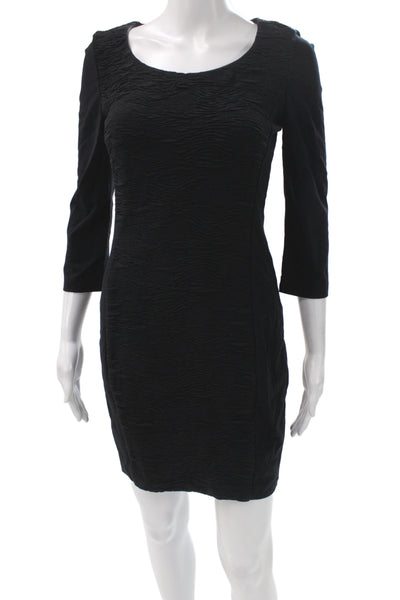 Wolford Womens Sheath Dress Black Scoop Neck 3/4 Sleeve Pullover Size S