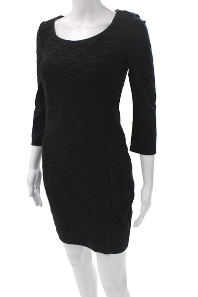 Wolford Womens Sheath Dress Black Scoop Neck 3/4 Sleeve Pullover Size S