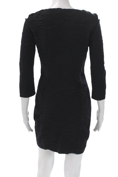 Wolford Womens Sheath Dress Black Scoop Neck 3/4 Sleeve Pullover Size S