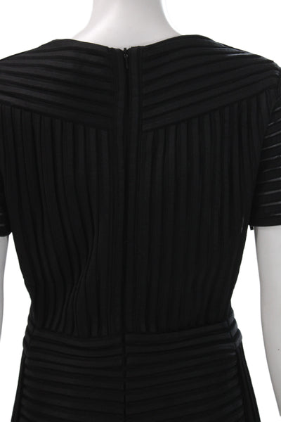 Maje Women Short Sleeve Striped Black Romper Round Neck Size 40