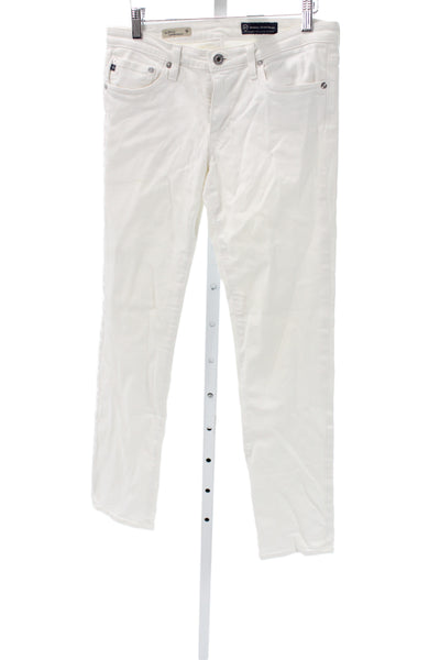 AG Womens White Skinny Jeans Mid Rise Cotton Blend Inseam 28in Size 29