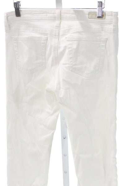 AG Womens White Skinny Jeans Mid Rise Cotton Blend Inseam 28in Size 29