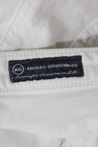 AG Womens White Skinny Jeans Mid Rise Cotton Blend Inseam 28in Size 29