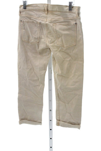 7 For All Mankind Womens Cropped Beige Mid Rise Jeans Size 28