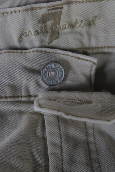 7 For All Mankind Womens Cropped Beige Mid Rise Jeans Size 28