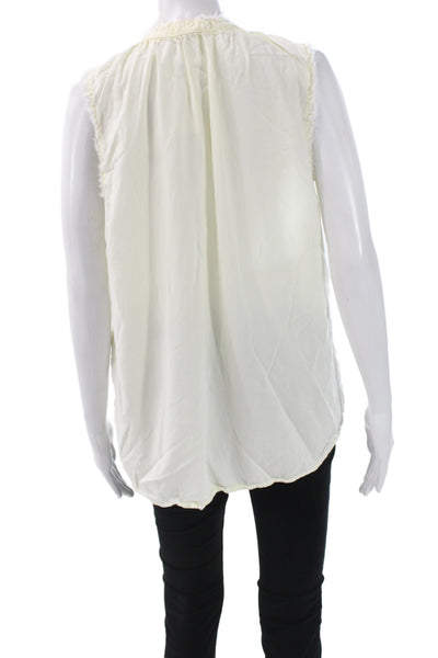 Bella Dahl Women Ivory Rayon Sleeveless Henley Tie Tunic Blouse Boho Size S