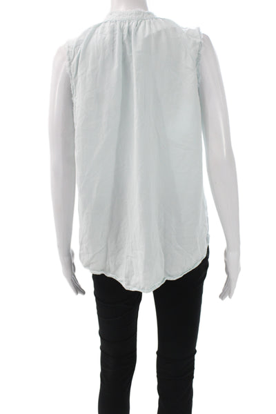 Bella Dahl Womens Boho Tencel Henley Sleeveless Tunic Blue Tie Size S