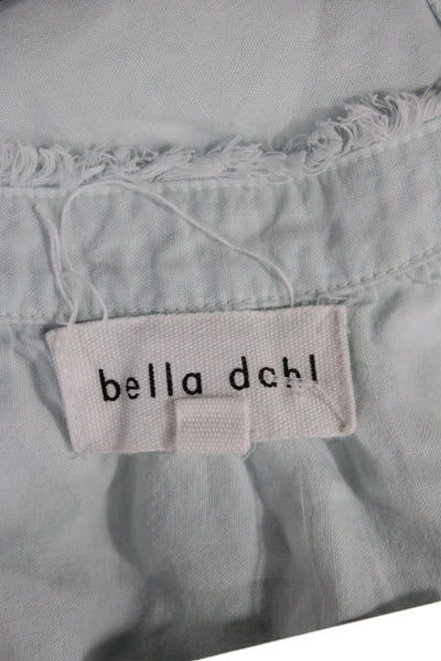Bella Dahl Womens Boho Tencel Henley Sleeveless Tunic Blue Tie Size S