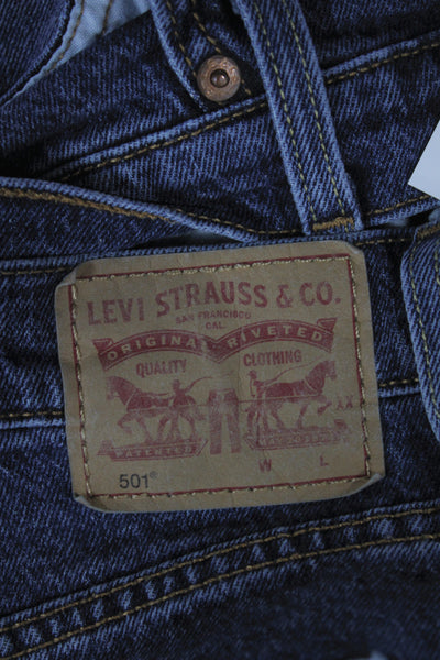 Levis Womens Cut-Off Shorts Blue Button Cotton Summer Size 33